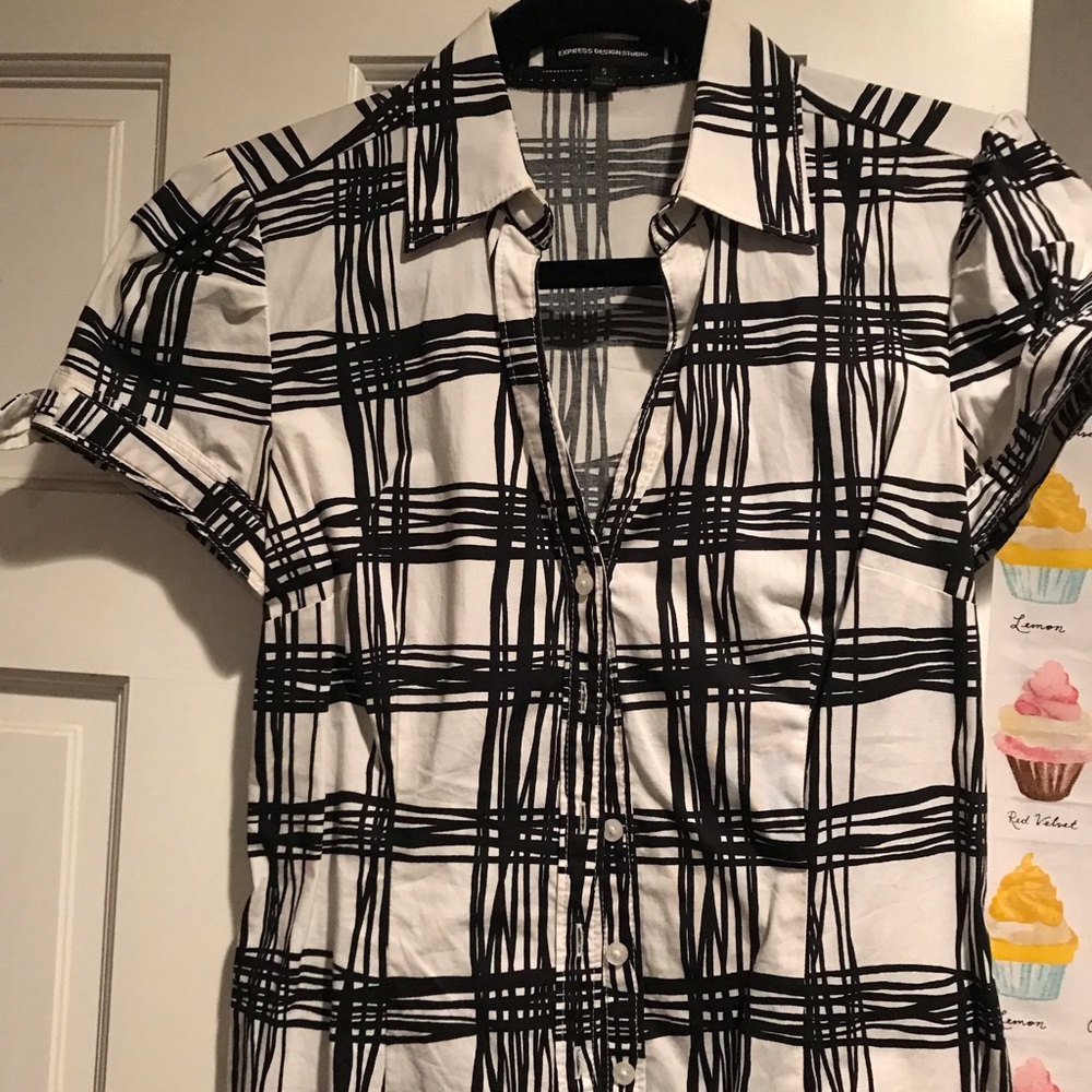 Black and white button down